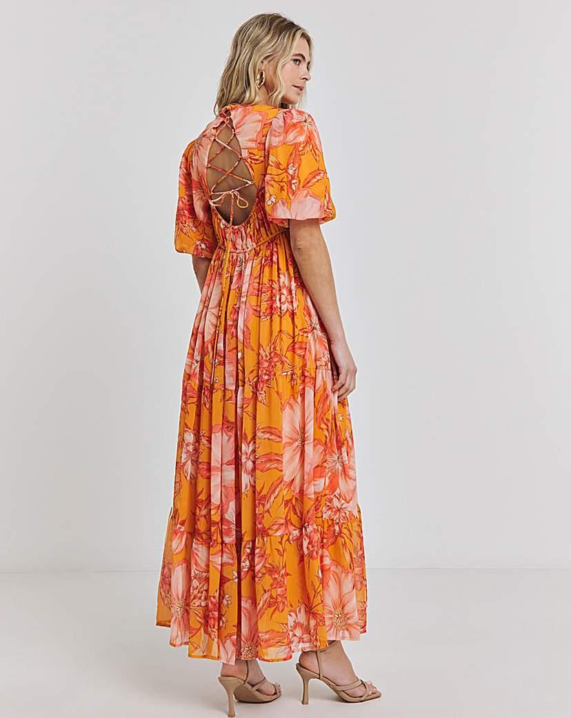 Joanna Hope Lace Up Maxi Dress in Orange Lyst UK