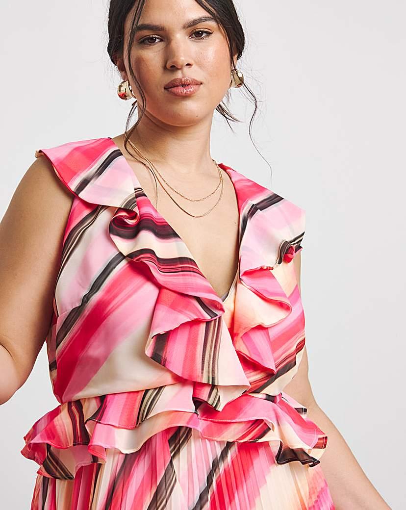 Joanna Hope Ruffle Pleated Dress in Red | Lyst UK