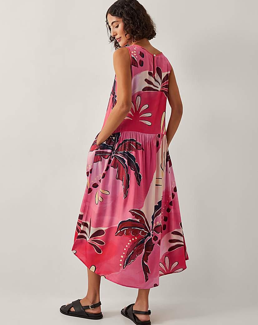 Monsoon Alex Palm Print Midi Dress in Red Lyst UK