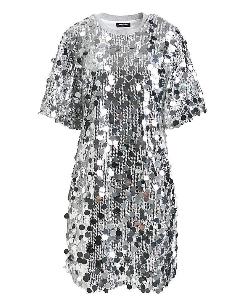 Simply Be Sequin T-Shirt Dress in White Lyst UK