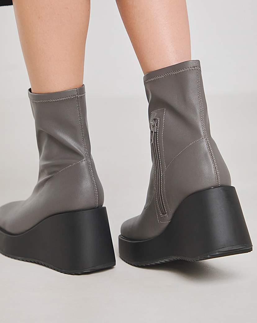 Simply Be Stretch Upper Wedge Ankle Boots Wide in Black Lyst UK