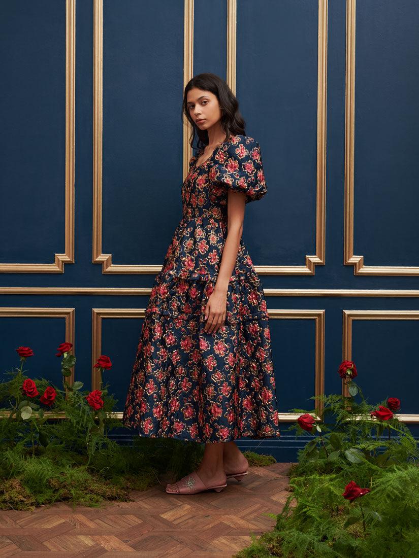 Sister Jane Dream Fable Jacquard Midi Dress in Blue | Lyst UK