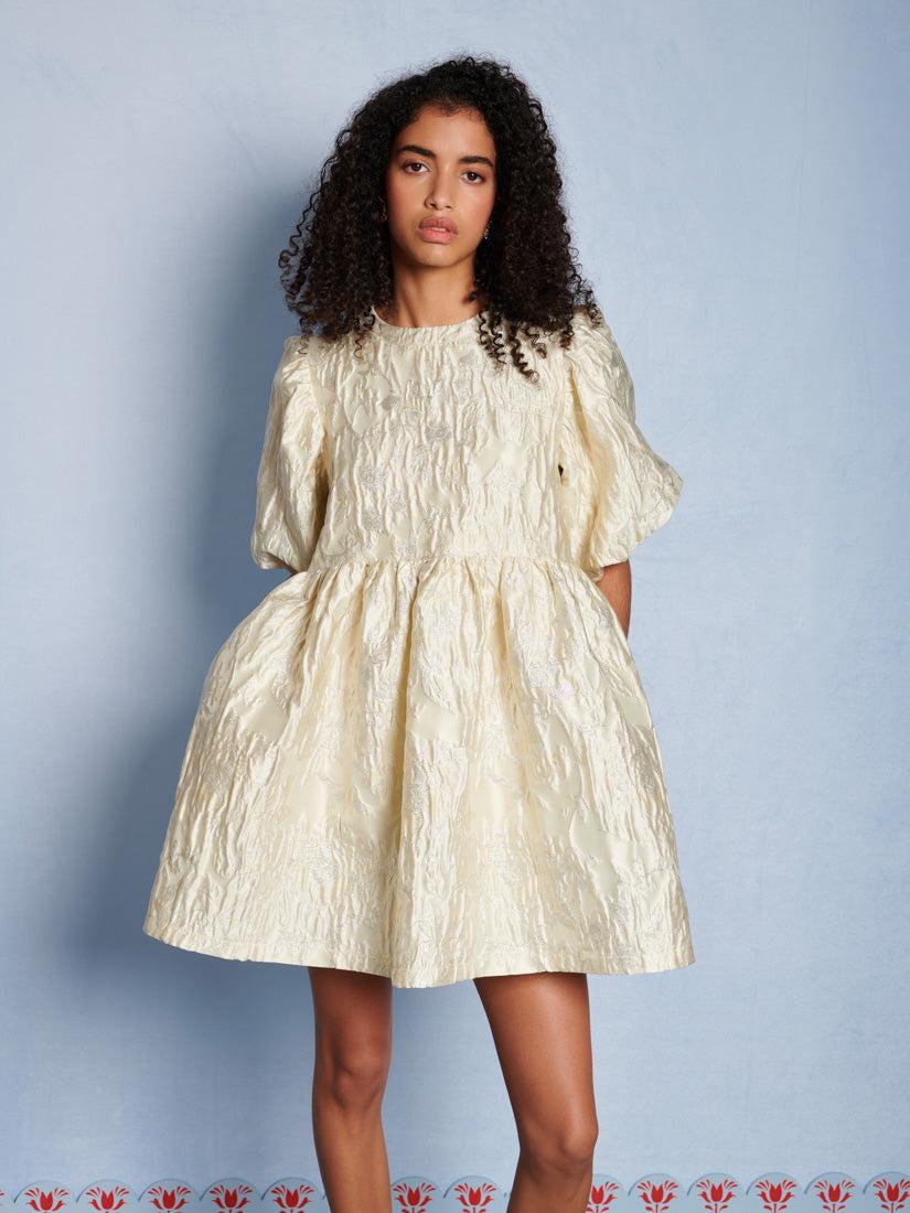 Designer Dream Sister Jane Tailored Jacquard Mini Dress In Ivory