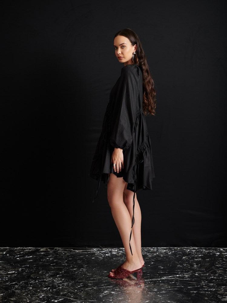 Sister Jane Ghospell Noor Ruched Mini Dress in Black | Lyst UK