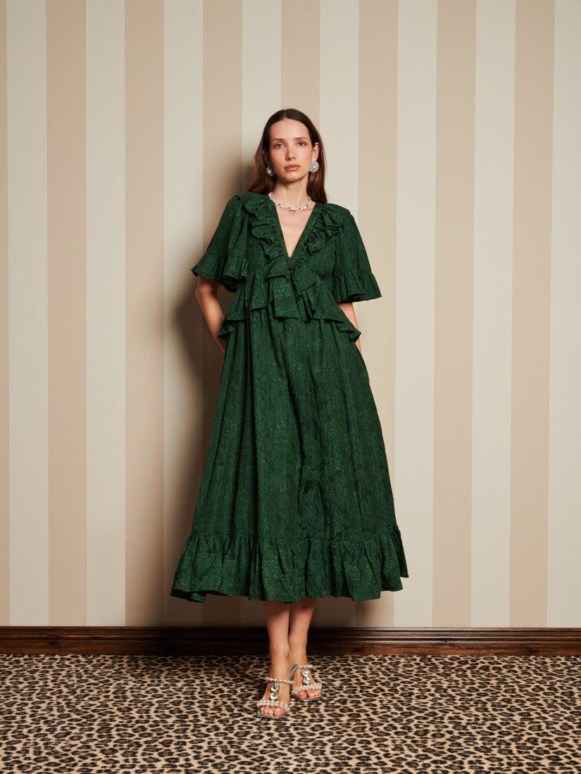 Sister Jane Dream Vanity Jacquard Maxi Dress in Green | Lyst