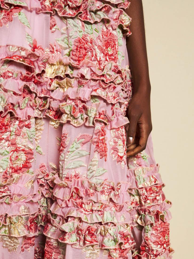 Sister Jane Dream Rosier Jacquard Ruffle Maxi Dress in Pink | Lyst
