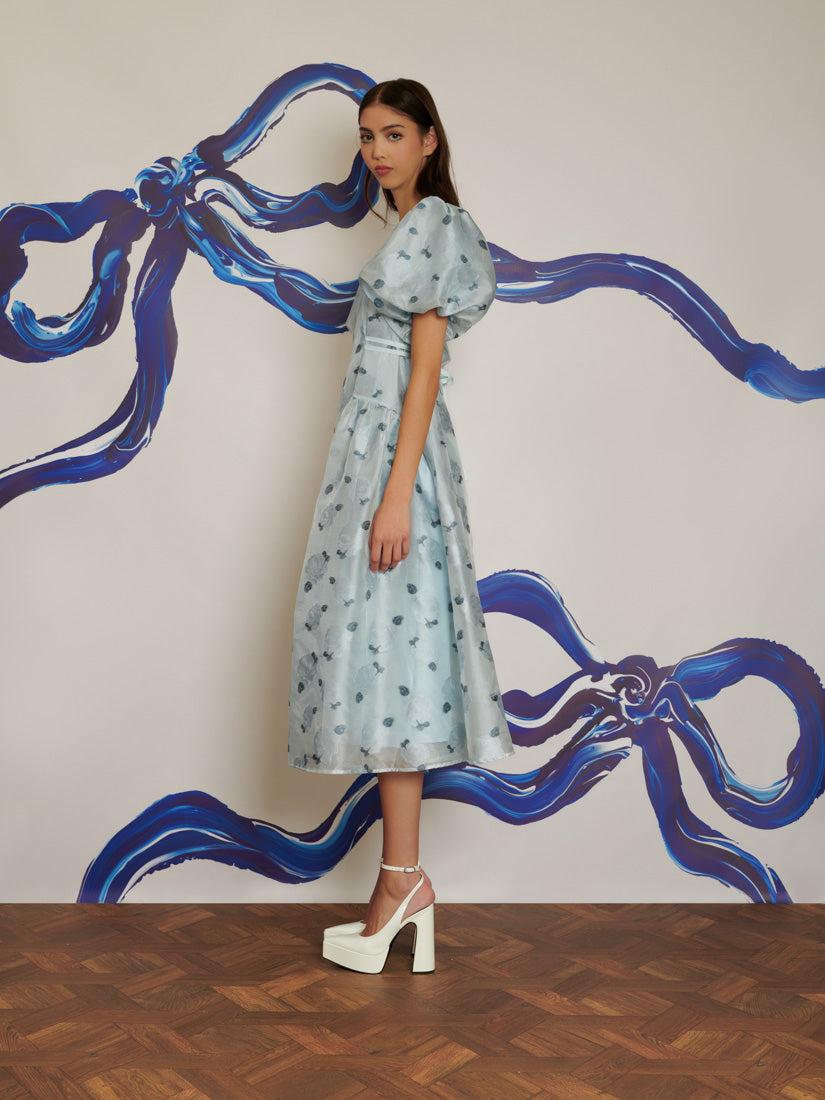 Sister Jane Dream Cloud Flowers Jacquard Midi Dress in Blue | Lyst UK 