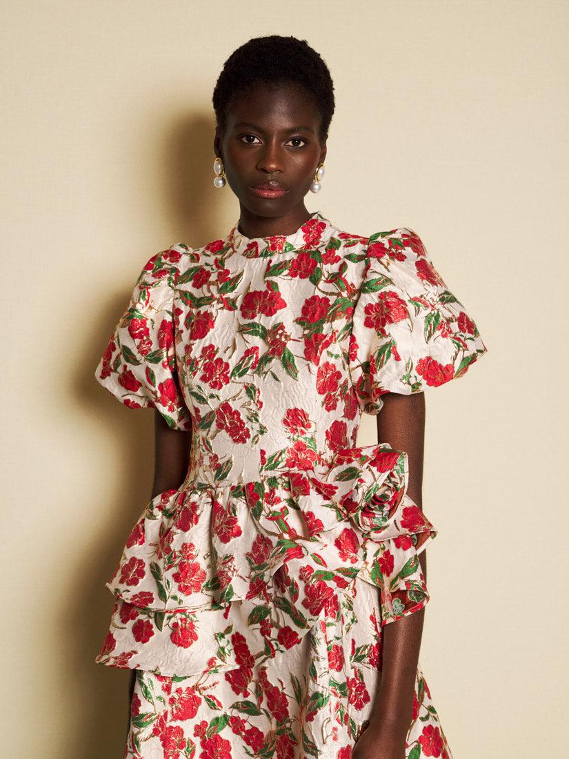 Sister Jane Dream Giverny Jacquard Midi Dress in Natural | Lyst