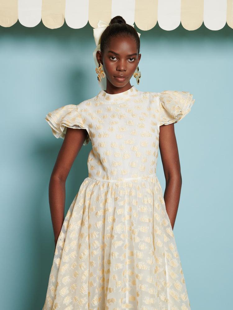 Sister Jane Dream Marigold Jacquard Midi Dress in Green | Lyst