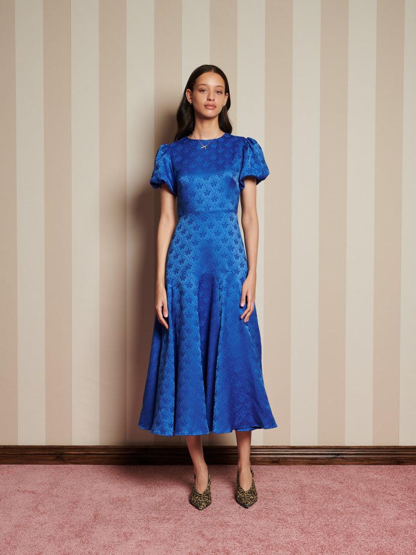 sister jane Oriel Midi ワンピース　オケージョン Sister Jane Oriel Jacquard Midi Dress in Blue | Lyst