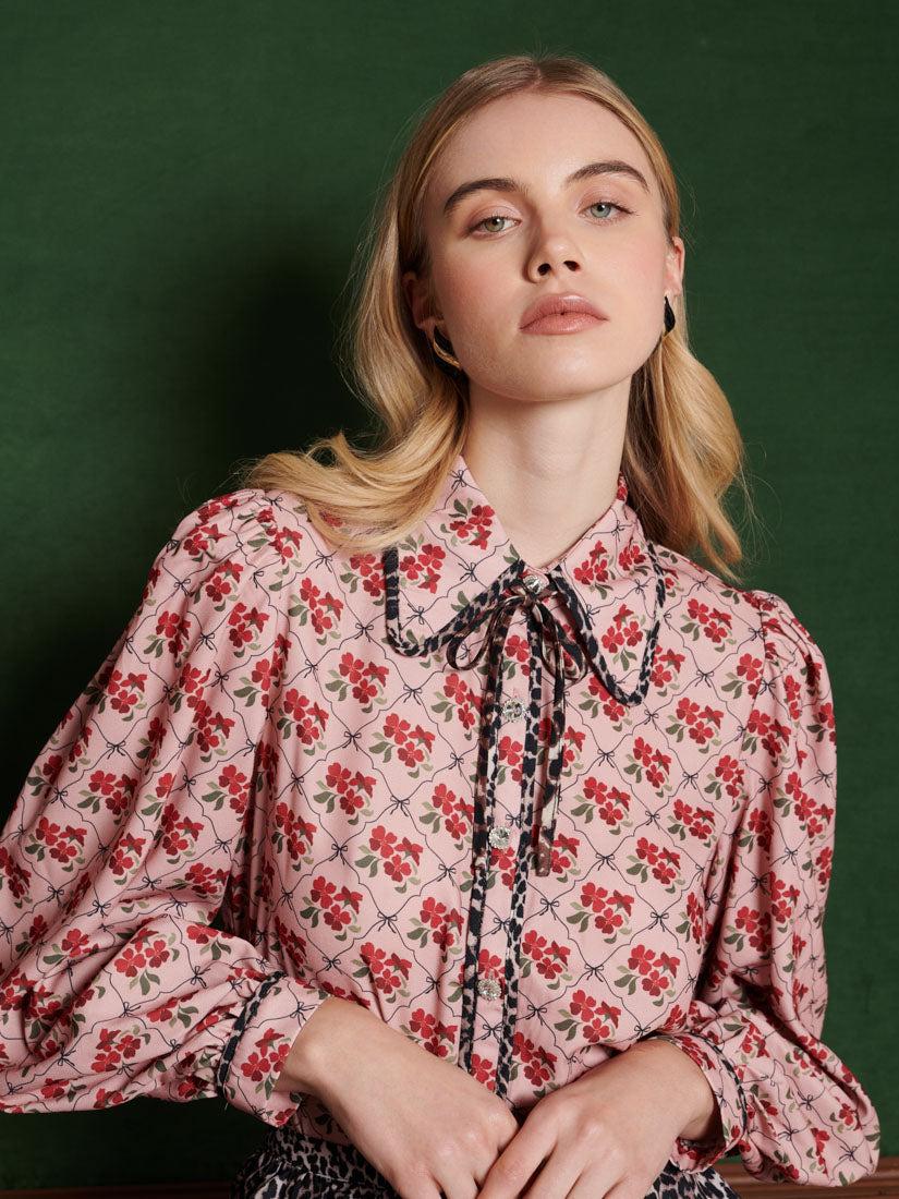 Sister Jane Lattice Floral Blouse in Green | Lyst UK