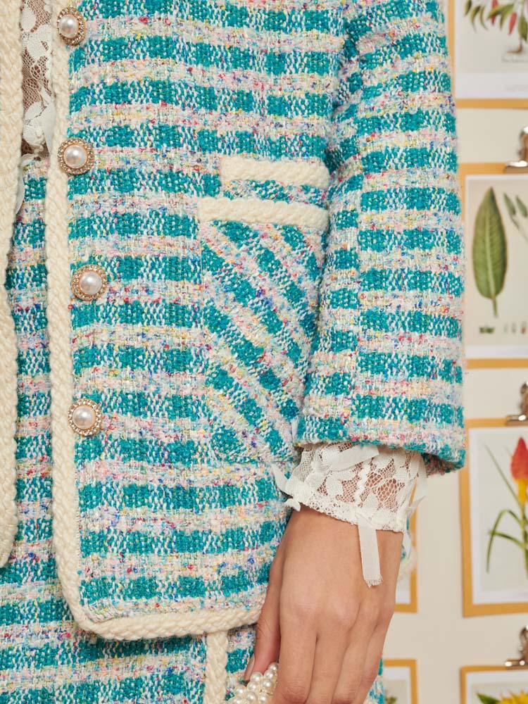 Sister Jane cherry embellished tweed jacket in cream - part