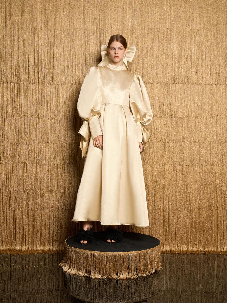 Sister Jane Dream Starlight Bow Midi Dress in Natural | Lyst