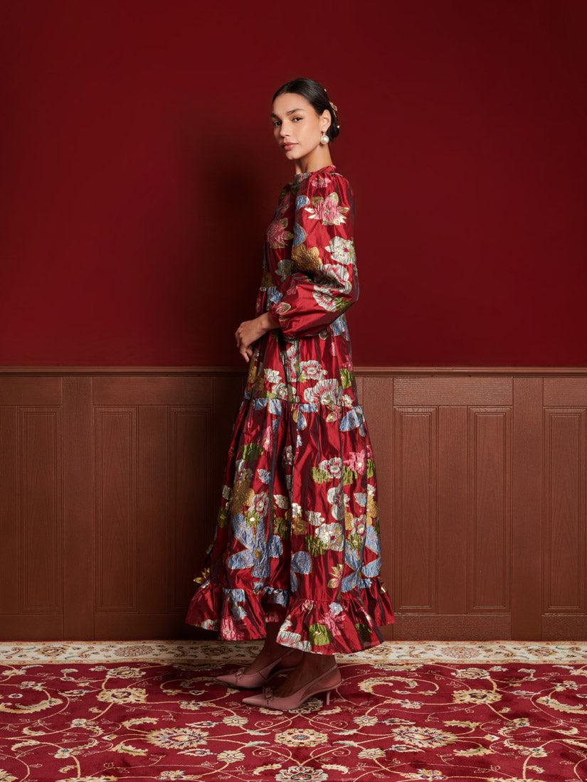 【英国発Sister Jane】Ruby floral brocade maxi dress Sister Jane Ruby Floral Brocade Maxi Dress in Red | Lyst
