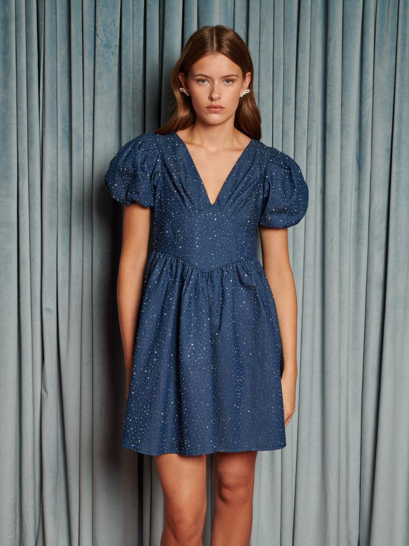 Sister Jane Daze Embellished Denim Mini Dress in Blue | Lyst