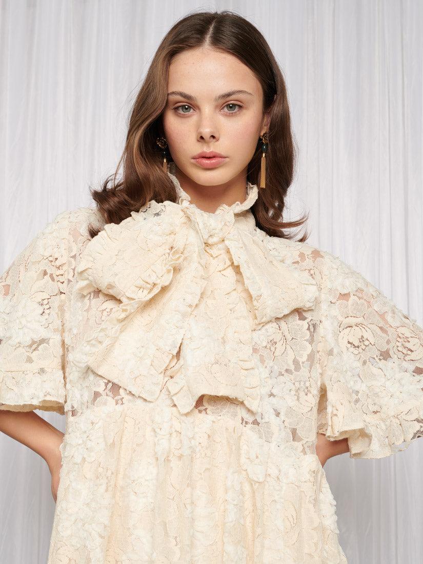 sister jane lace dress Sister Jane tiered lace midaxi dress in ivory