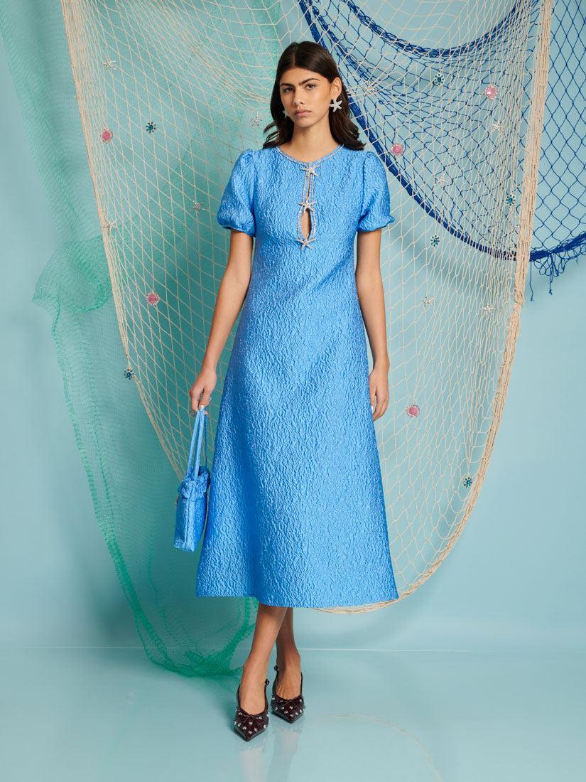 送関込【Sister jane】フラッターボウミディドレス blue Flutter Bow Midi Dress – Sister Jane