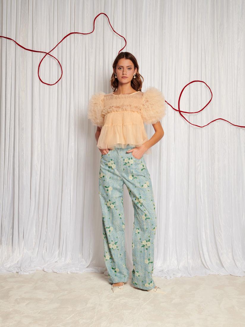 Sister Jane Dream Harmony Bead Denim Trousers in Blue | Lyst