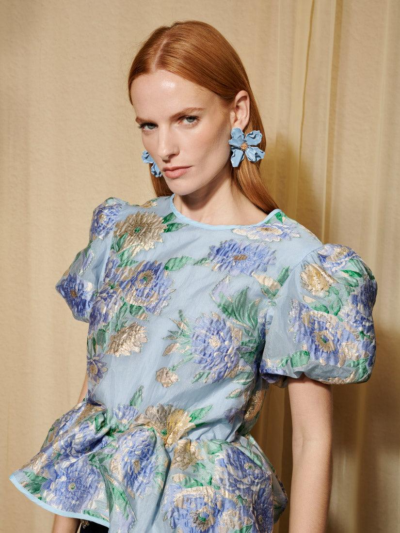 Sister Jane Dream Lilt Floral Jacquard Top in Blue | Lyst