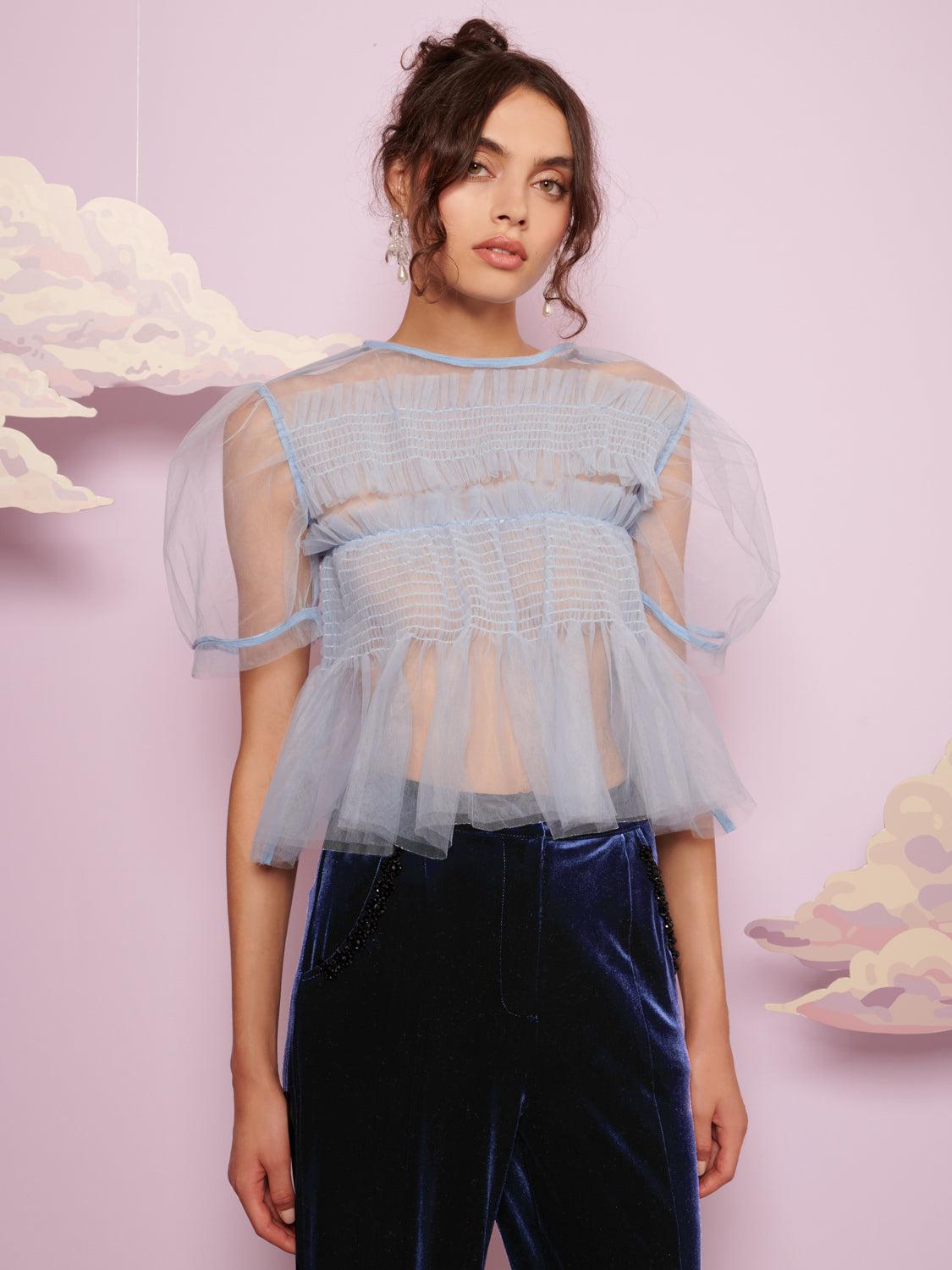 Sister Jane Dream Pointe Tulle Shirring Top in Blue | Lyst