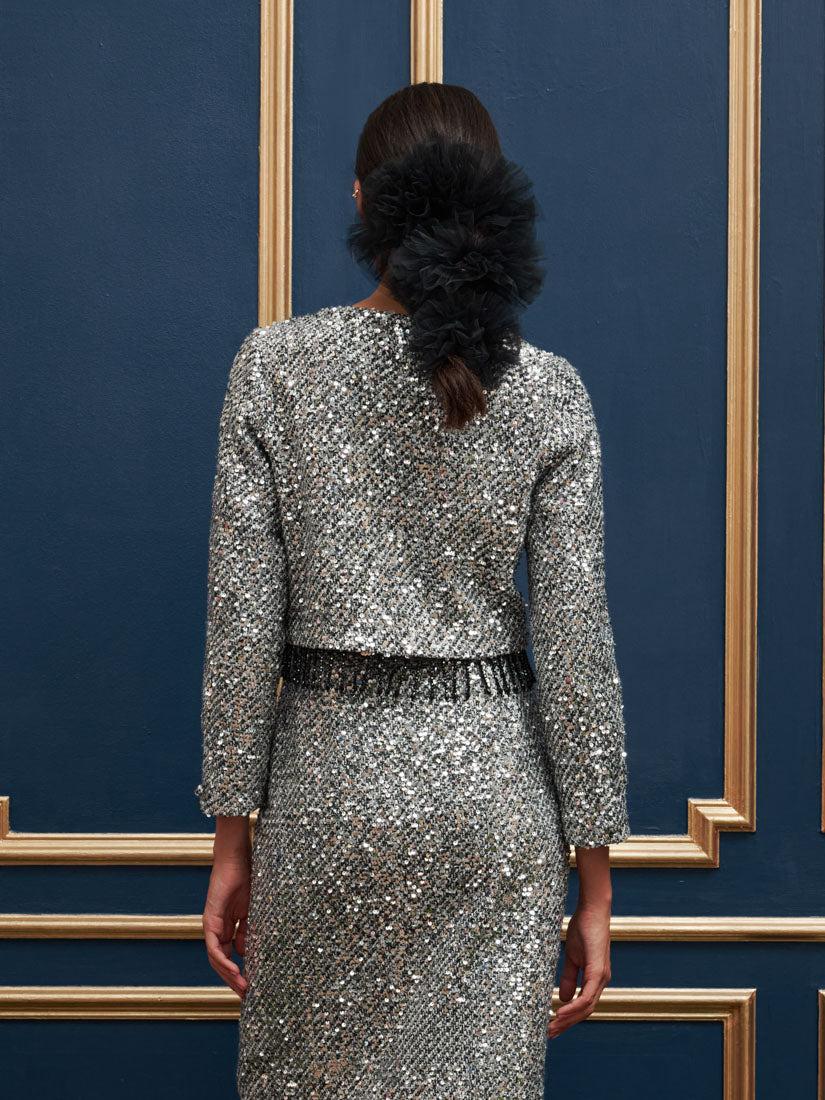 スーツ・フォーマル・ドレス Sister Jane Silver sweeper jacqard dress Sister Jane Silver sweeper jacqard dress - メルカリ