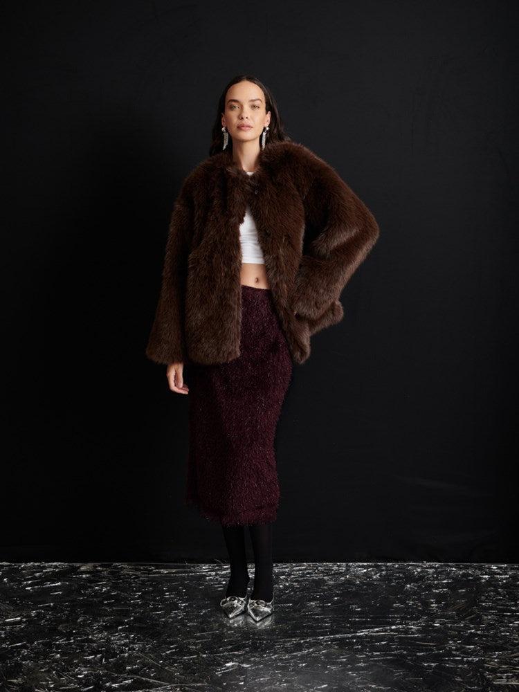 【英国発Sister Jane】Sculpture faux fur-trimmed felt coat Sister Jane Coats for Women | Online Sale up to 56% off | Lyst