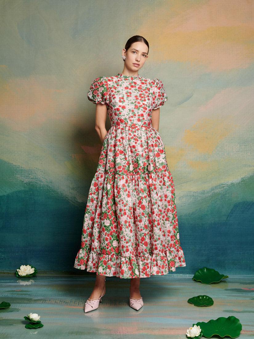 Sister Jane Dream Charm Floral Jacquard Midi Dress in Green | Lyst