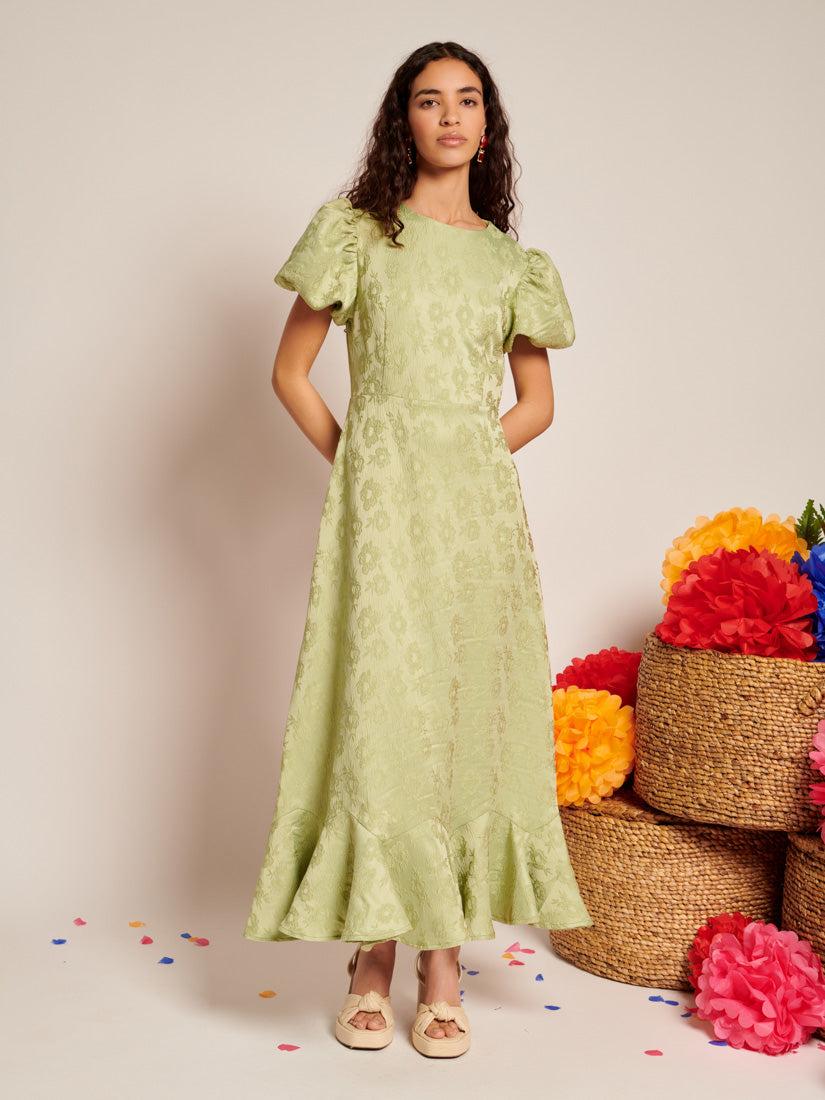 Sister Jane Olive Ruffle Midi Dress | Lyst