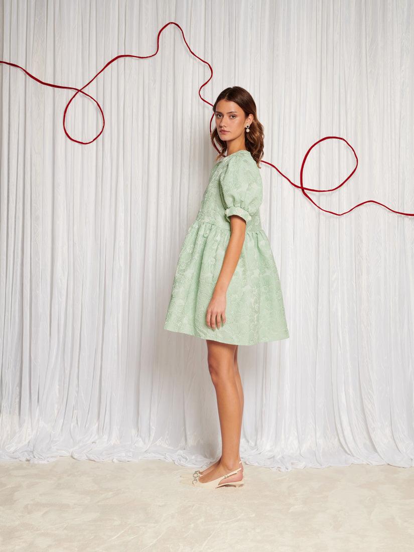 Sister Jane Dream Plume Jacquard Mini Dress in Green | Lyst