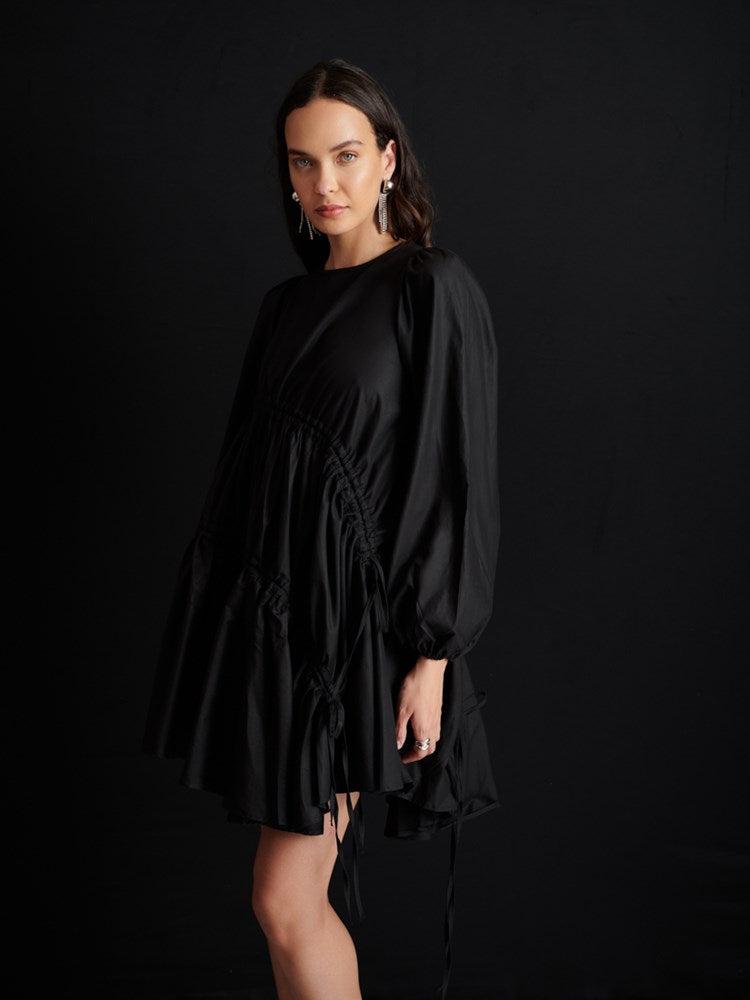 Sister Jane Ghospell Noor Ruched Mini Dress in Black | Lyst