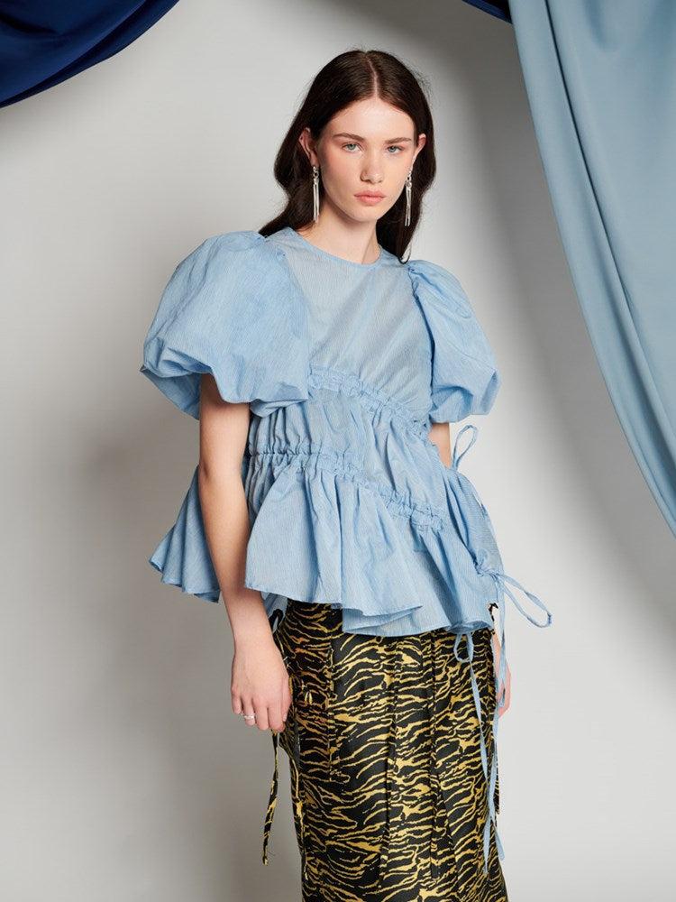 Sister Jane Ghospell Alice Ruched Top in Blue | Lyst
