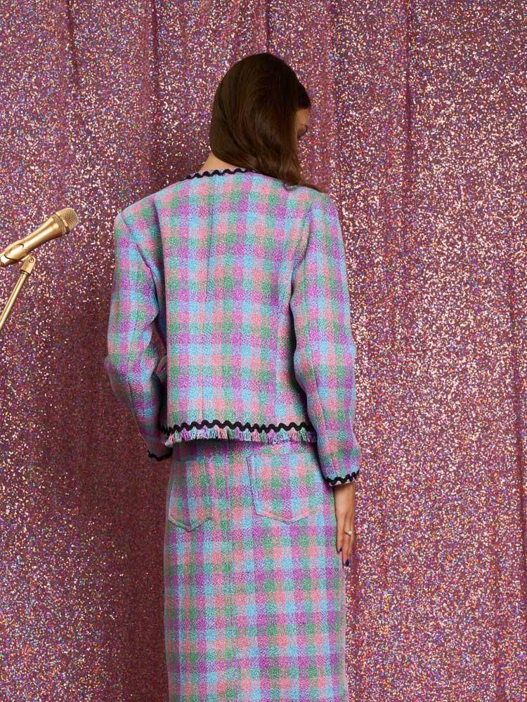 Sister Jane Diana Check Tweed Jacket in Purple | Lyst