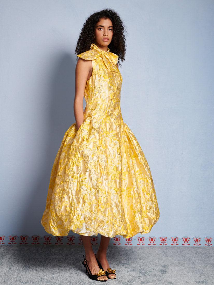 Sister Jane Dream Ochre Jacquard Midi Dress | Lyst