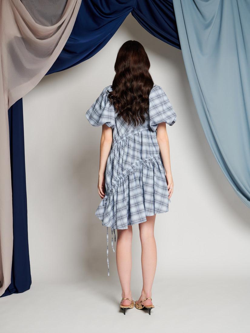 ワンピース (GHOSPELL) Caitlin Check Mini Dress sister-jane-Check-Baby-Blue-