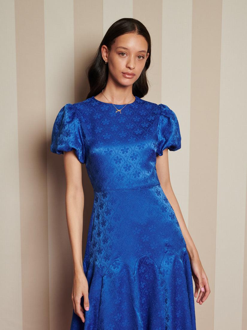 Sister Jane Oriel Jacquard Midi Dress in Blue | Lyst