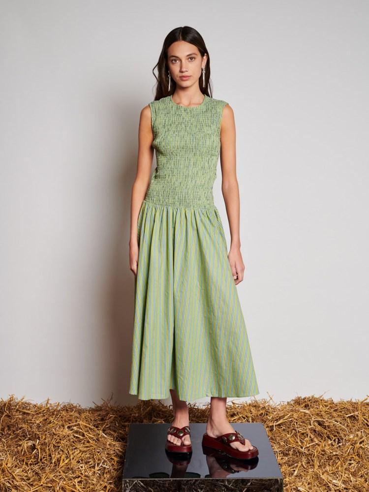 DREAM sister jane/GHOSPELL ワンピース Sister Jane Ghospell Josephine Stripe Midi Dress in Green | Lyst