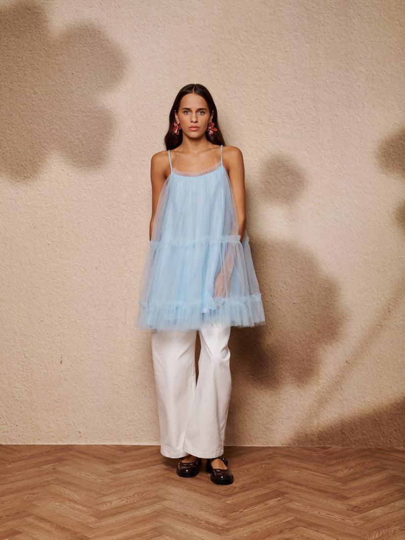 Sister Jane Sway Tulle Ruffle Mini Dress in Blue | Lyst UK