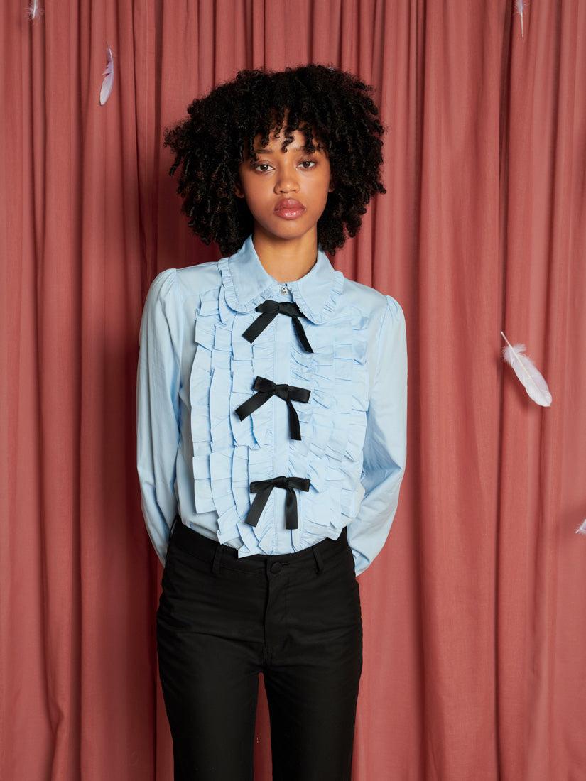 Sister Jane Arnell Bow Ruffle Shirt in Red | Lyst UK