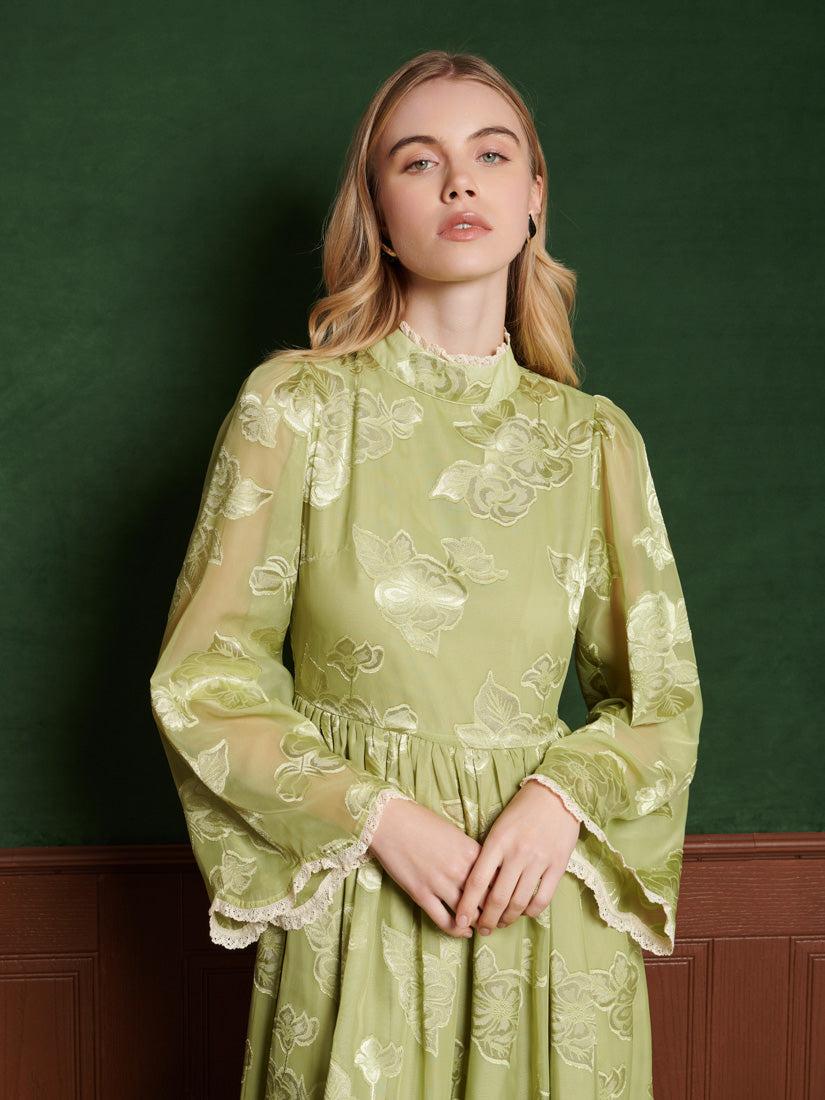 Sister Jane Emile Jacquard Midi Dress in Green | Lyst