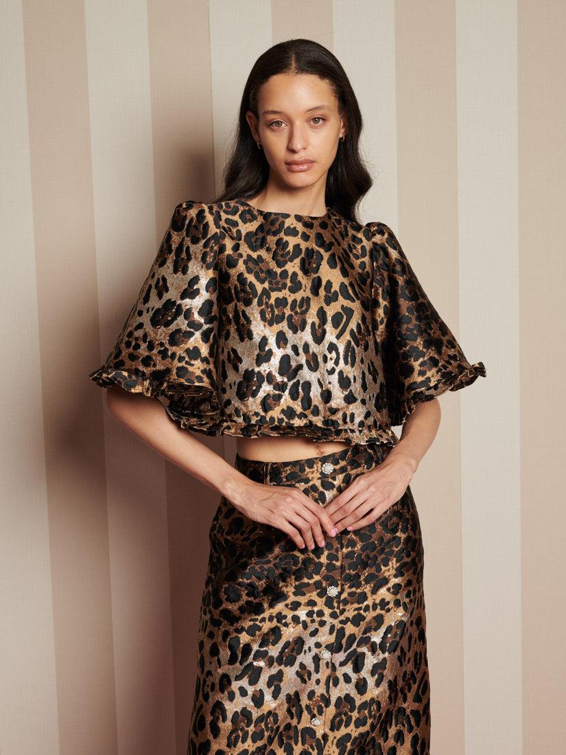 Sister Jane Suite Leopard Jacquard Top in Brown | Lyst