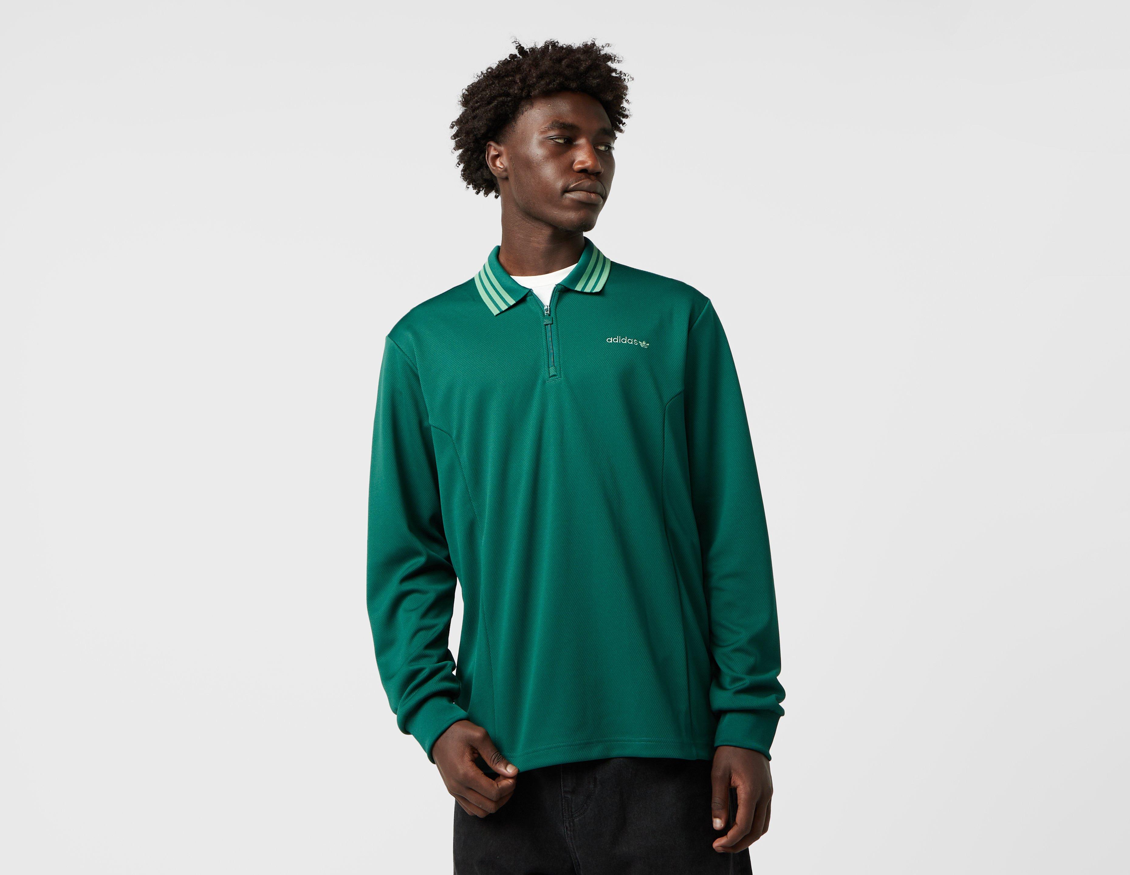 ◆adidas◆ 70s Velour Polo Long Sleeve Green JN5981 Clothing - adidas Originals 70s Velour Polo - Green | adidas