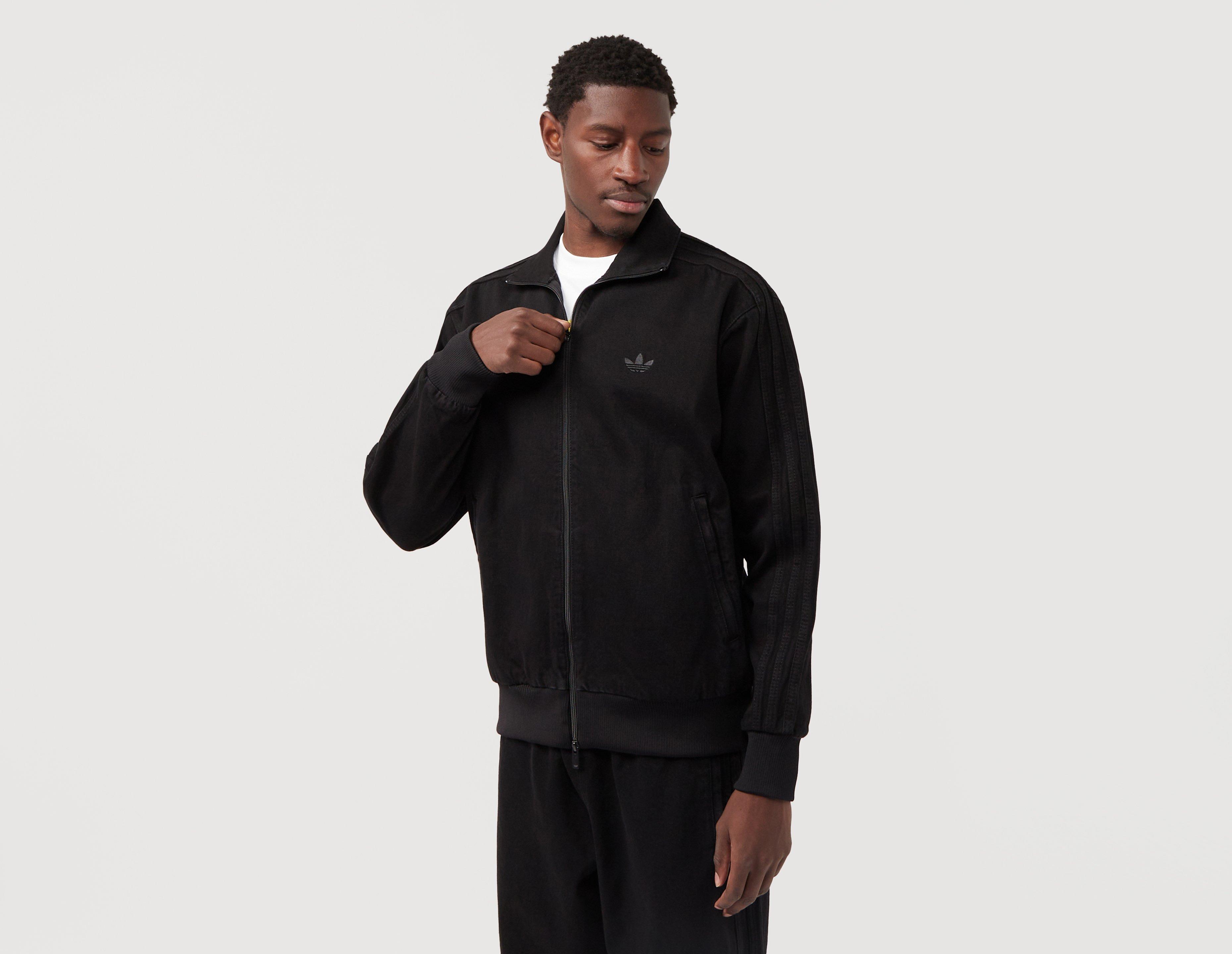 adidas Originals Premium Denim Firebird Track Top in Black adidas Originals Premium Denim Firebird Track Top in Black