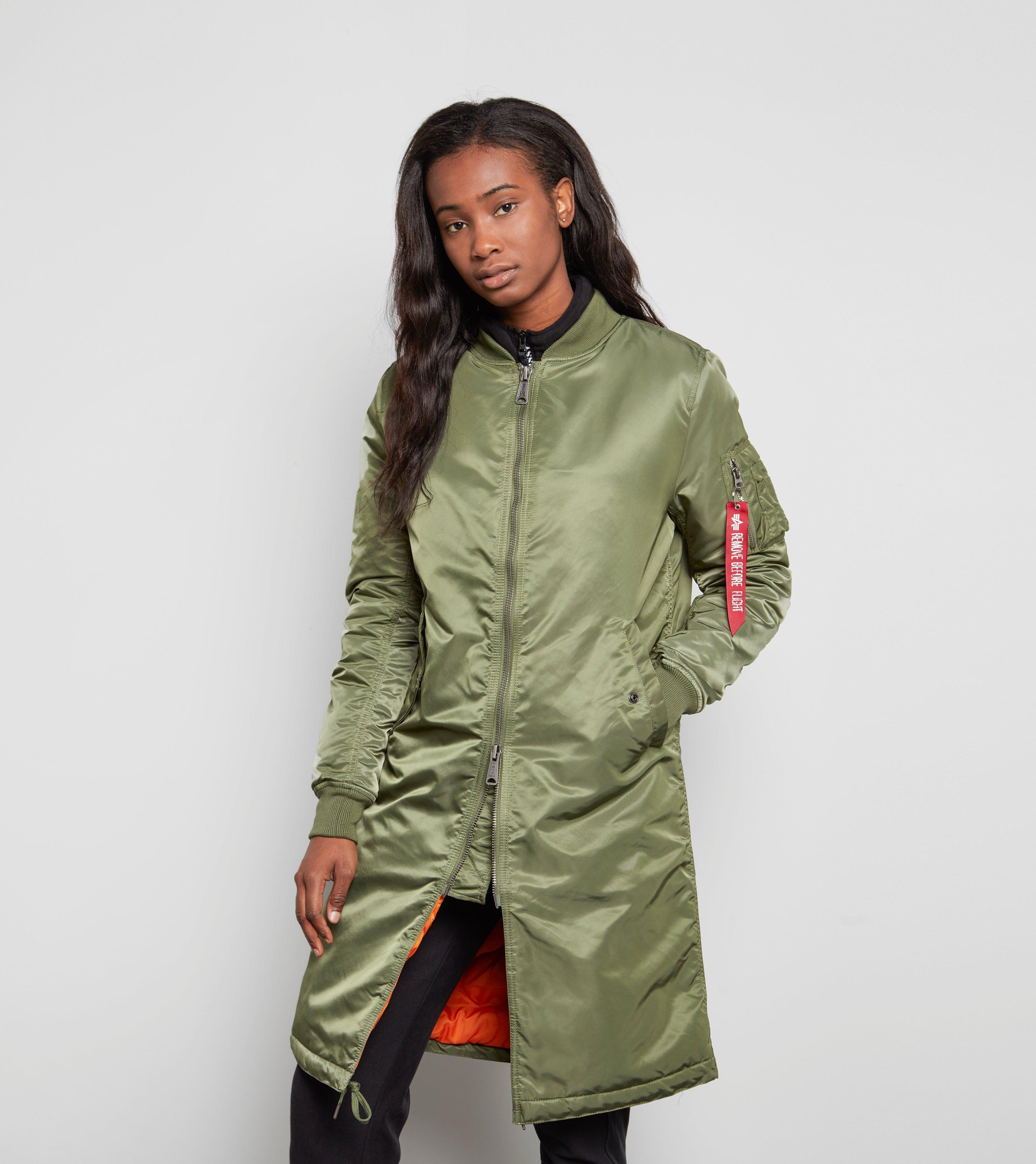 Alpha Industries Synthetic Ma-1 Longline Bomber Jacket With Contrast Lining  - Sage Green | Lyst