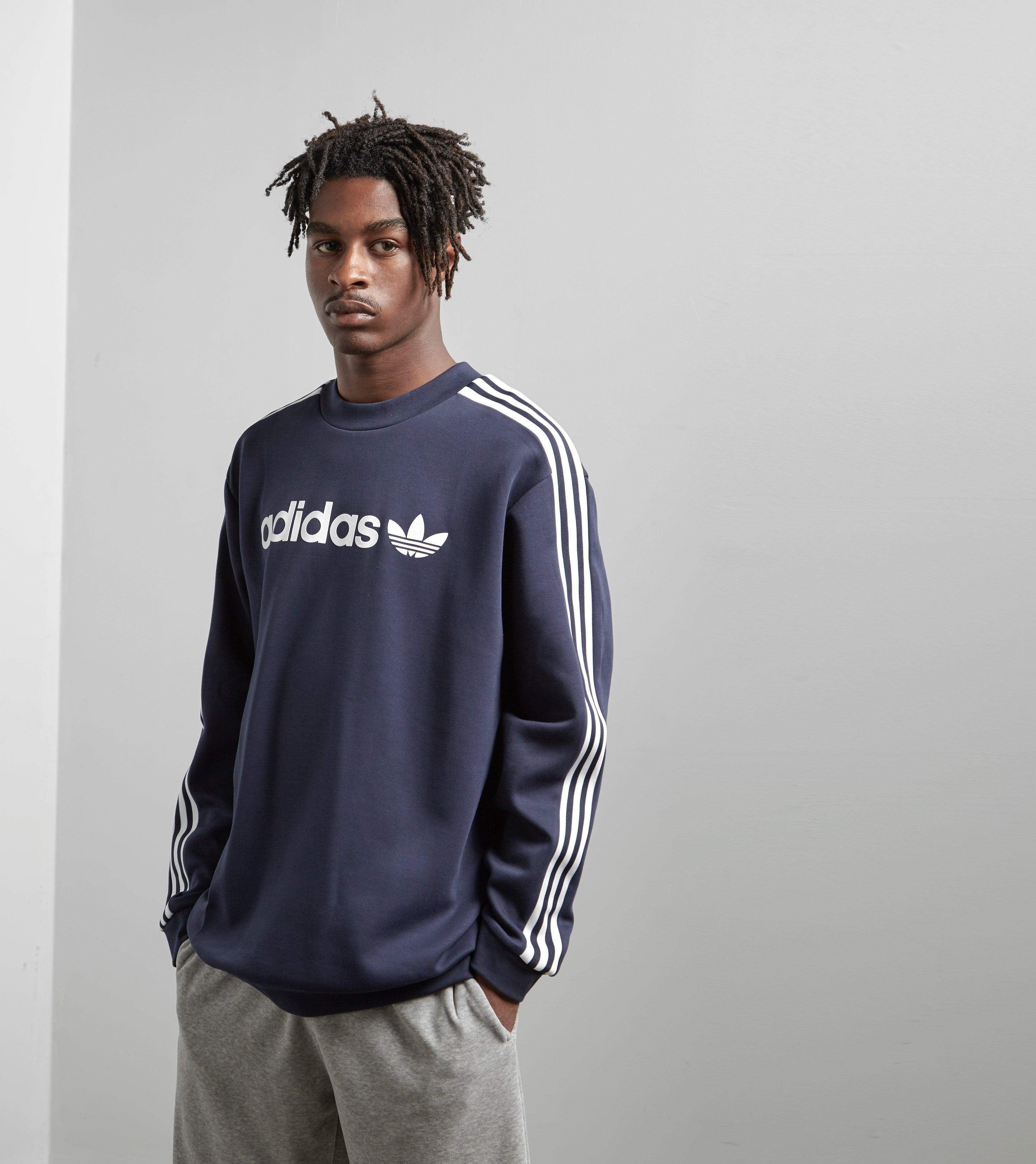 adidas Originals Cotton Linear Trefoil Sweatshirt in Navy adidas Originals Linear Trefoil Sweatshirt | scotts Menswear