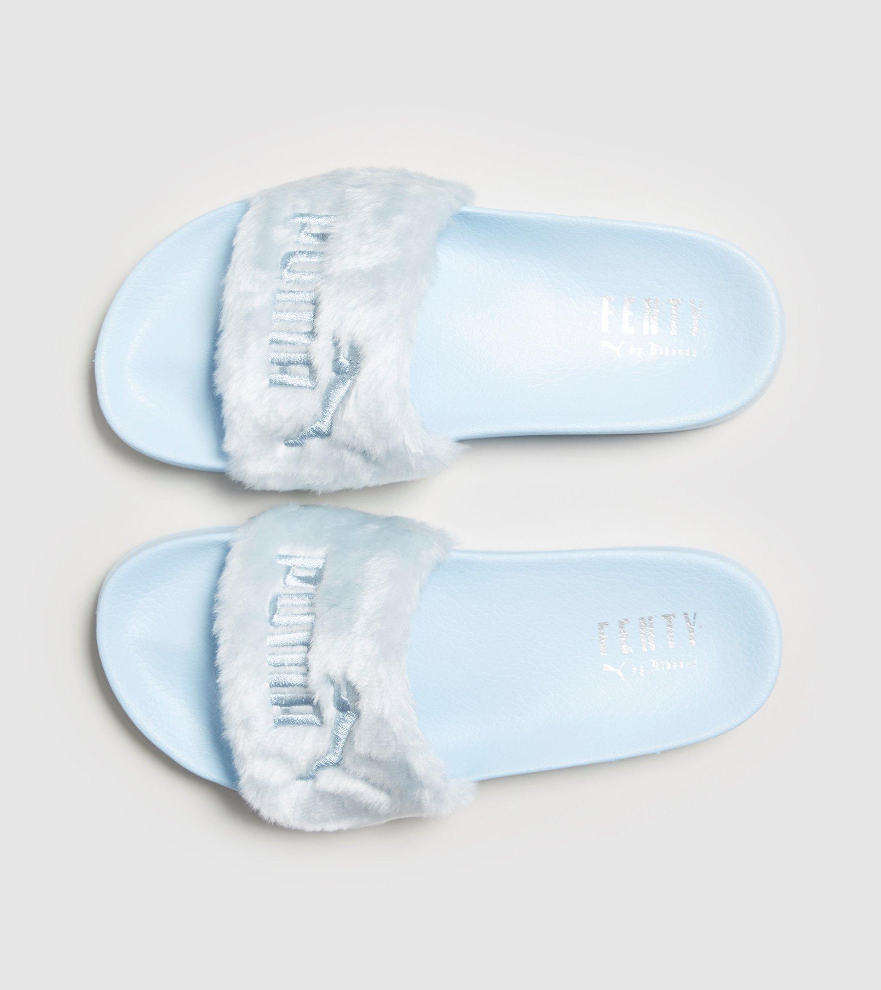 puma slides women's fur