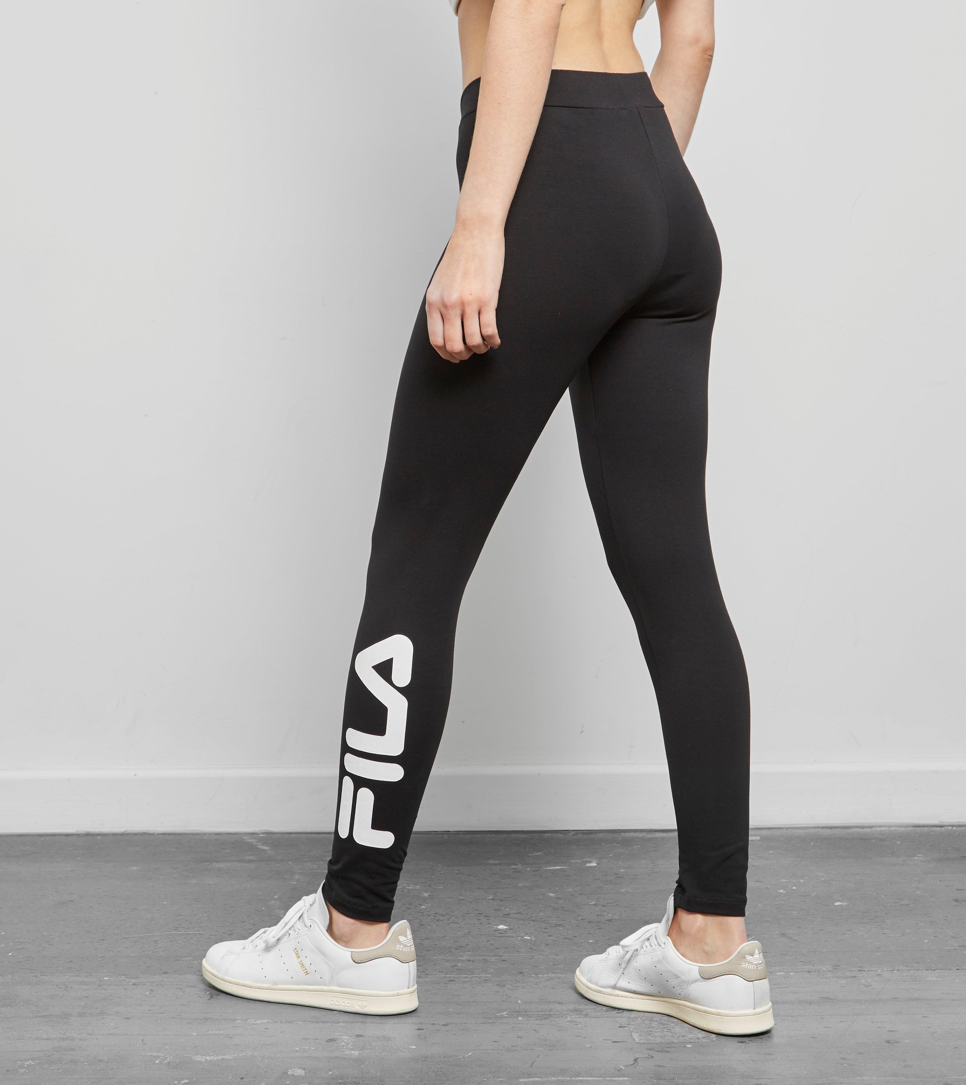 Fila Cotton High Rise Waisted Tight Leggings Black Neon Logo Womens XL