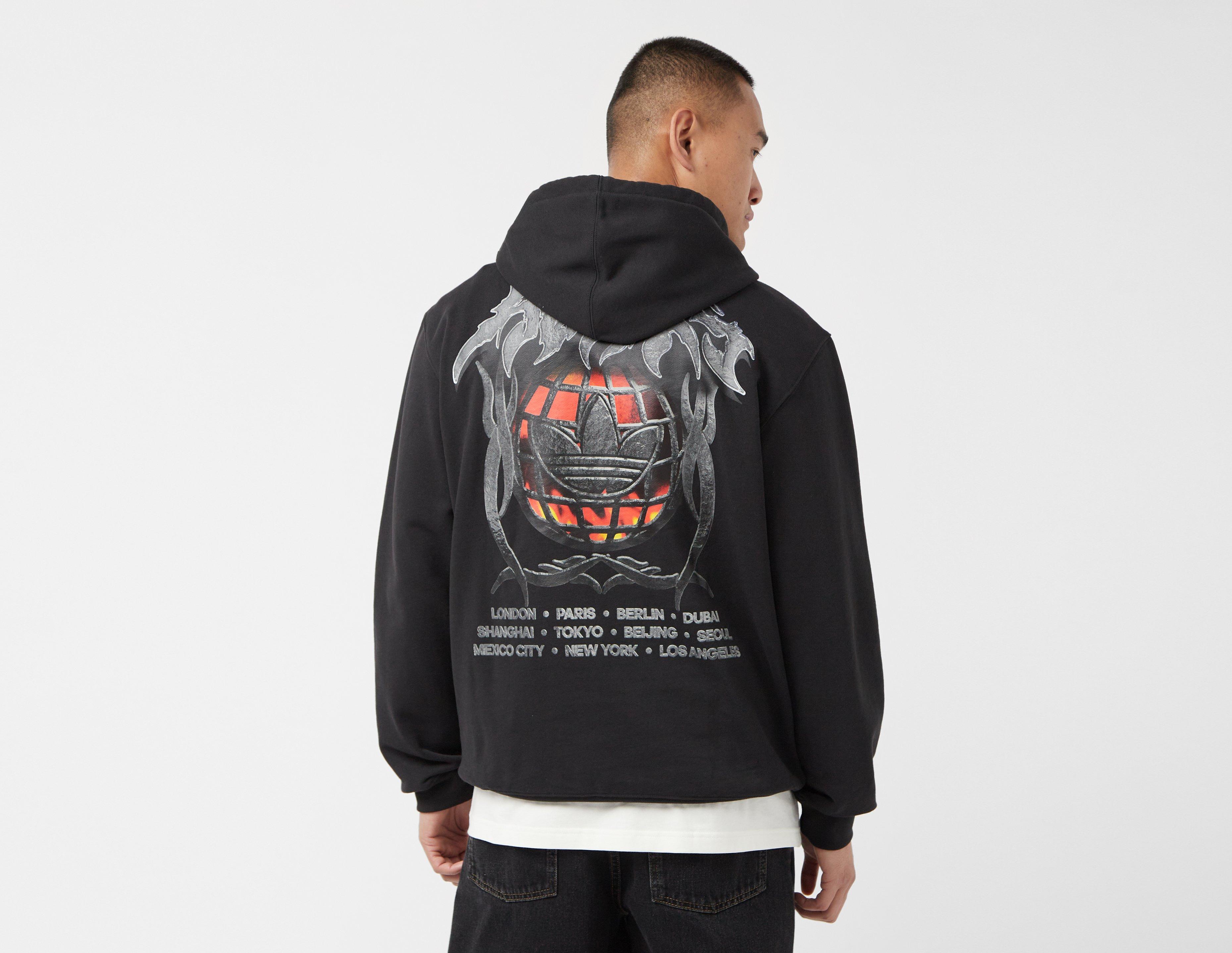 Black hoodie with blue flames sale