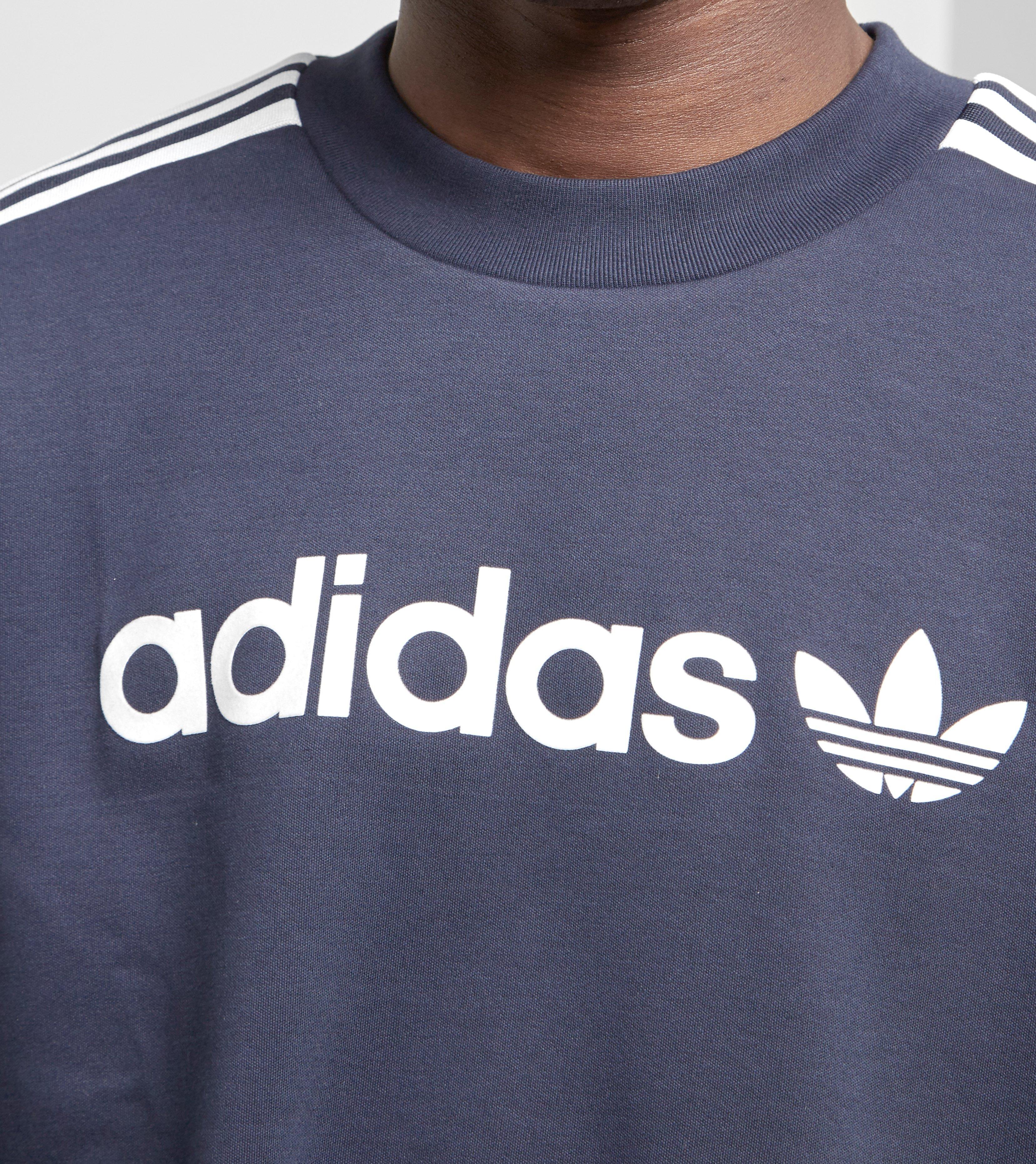 adidas Originals Cotton Linear Trefoil Sweatshirt in Navy adidas Originals Linear Trefoil Sweatshirt | scotts Menswear