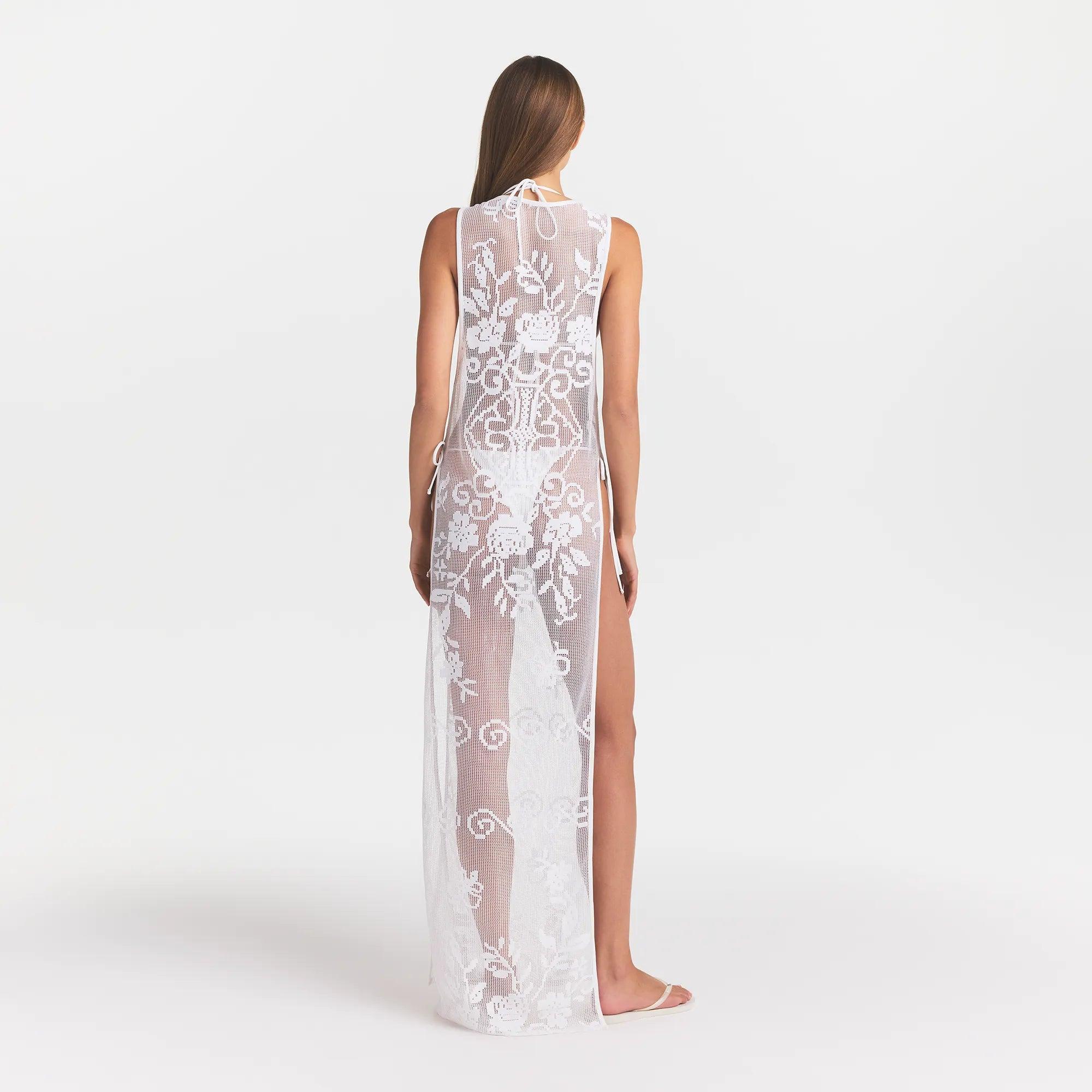 white ruffle dress mini Iris White Ruffle Mesh Mini Dress