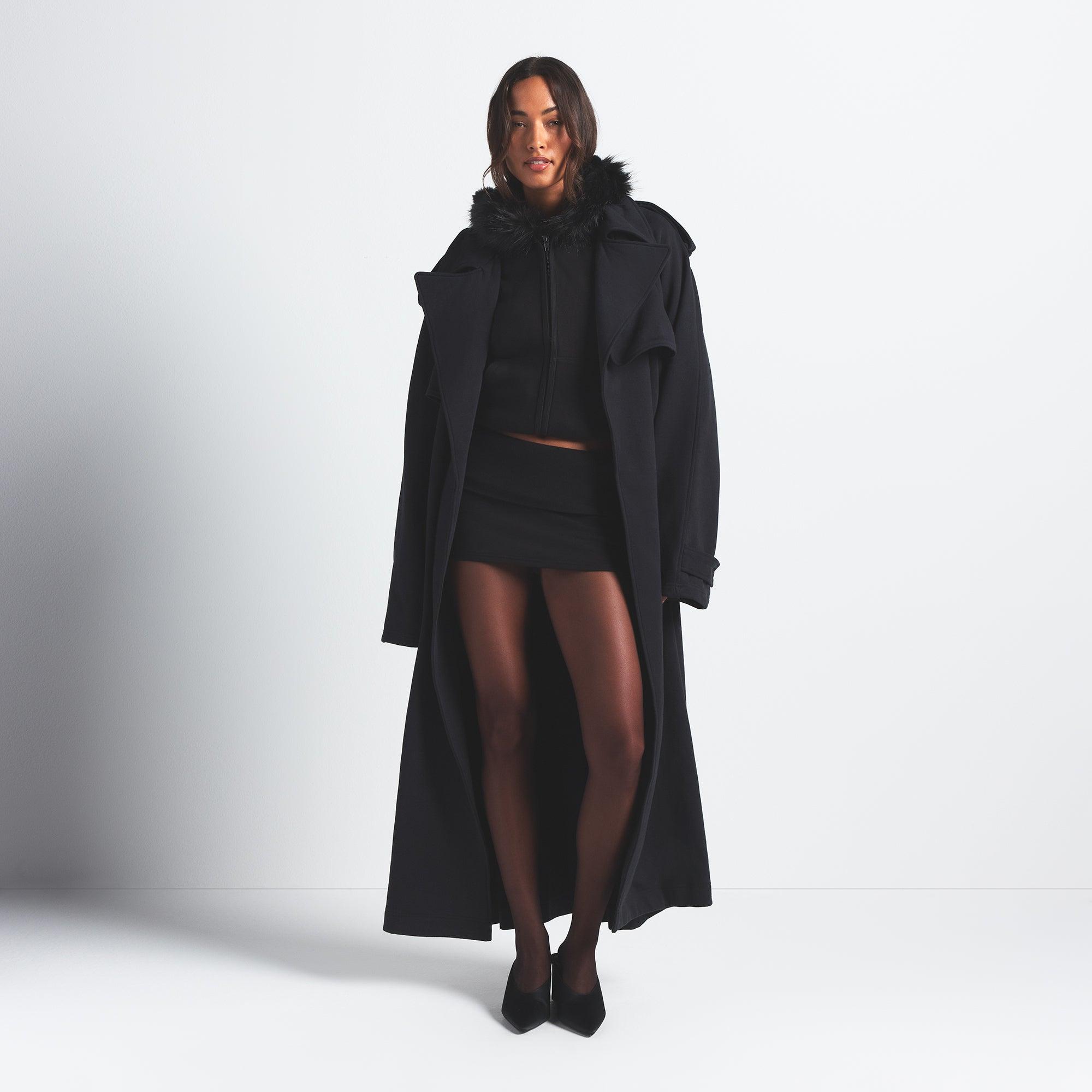 Skims Faux Fur Lined Zip Up Hoodie in Black | Lyst